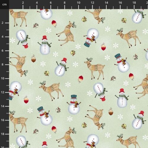 3607-16 Light Sage Multi, Nordic Holiday Village by Mary Jane Carey