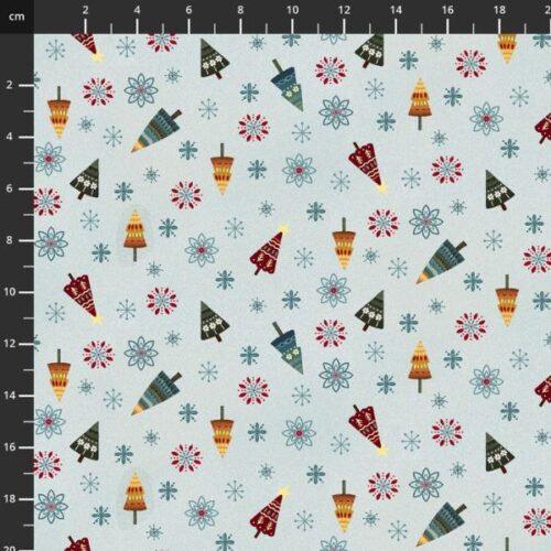3608-17 Ice Blue Multi, Nordic Holiday Village by Mary Jane Carey