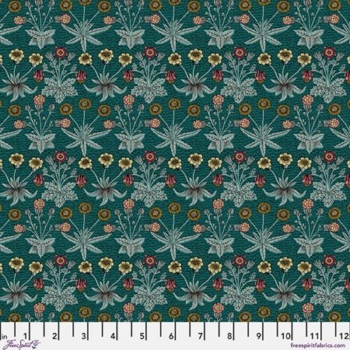 PWWM152.TEAL Daisy Fields, Lodden by Morris & Co.
