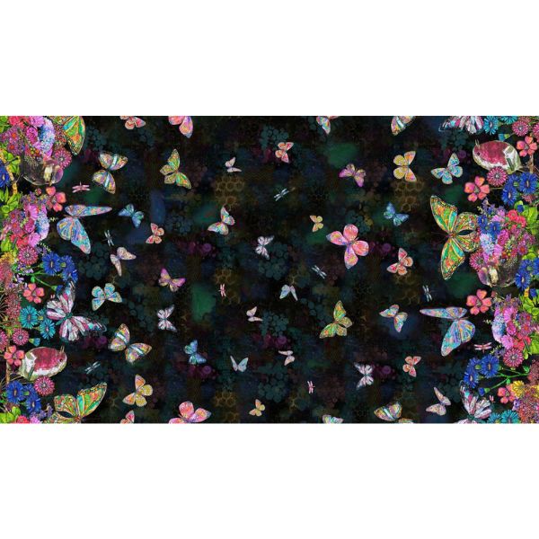 54845D-5101 Butterflies in Bloom Black, Shine On by Jennifer Lambein