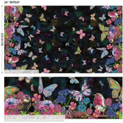 54845D-5101 Butterflies in Bloom Black, Shine On by Jennifer Lambein