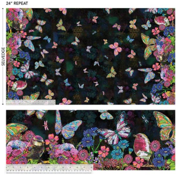 54845D-5101 Butterflies in Bloom Black, Shine On by Jennifer Lambein