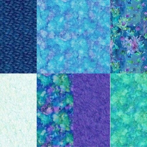 Coral Reef Fat Quarter Pack (7 pieces) by Deborah Edwards and Melanie Samra (Cut in House)