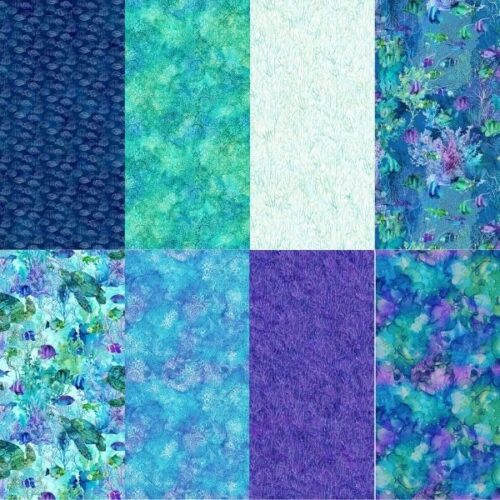 Coral Reef Fat Quarter Pack (8 pieces) by Deborah Edwards and Melanie Samra (Cut in House)
