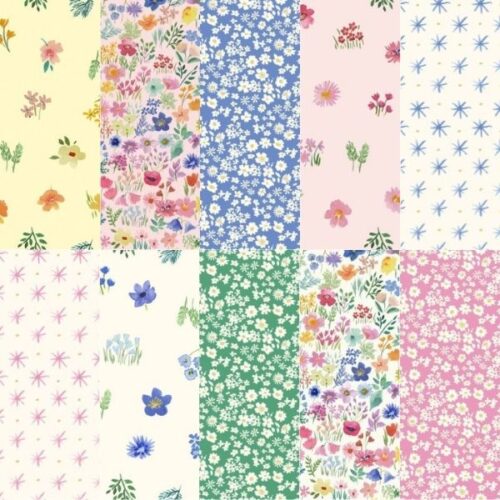 Flowers Collection Fat Quarter Pack (10 pcs), by Bluebellgray for Lewis & Irene (Cut in House)