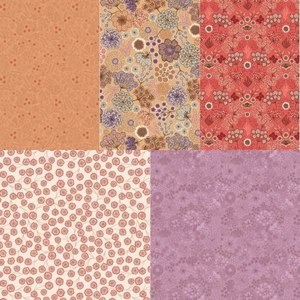Jardin d'Automne Fat Quarter Pack (5 pieces) by Lewis & Irene