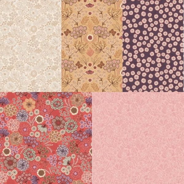 Jardin d'Automne Fat Quarter Pack (5 pieces) by Lewis & Irene