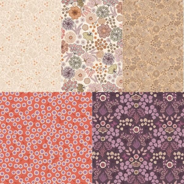 Jardin d'Automne Fat Quarter Pack (5 pieces) by Lewis & Irene