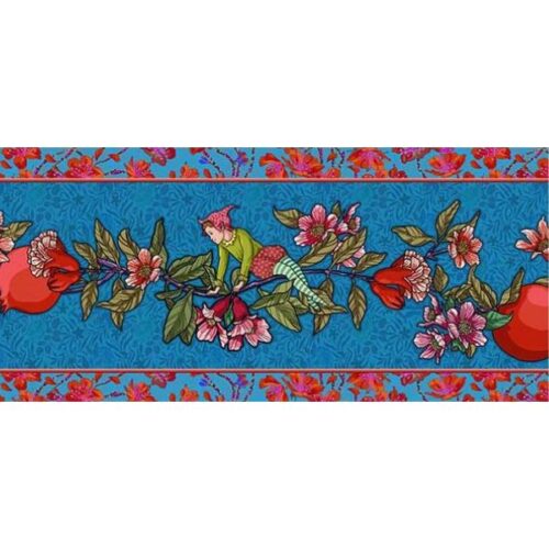 Garden Fairies Blue: Odile Bailloeul Designer Velvet Borders (approx. 14cm wide)