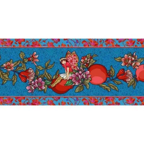 Garden Fairies Blue: Odile Bailloeul Designer Velvet Borders (approx. 14cm wide)