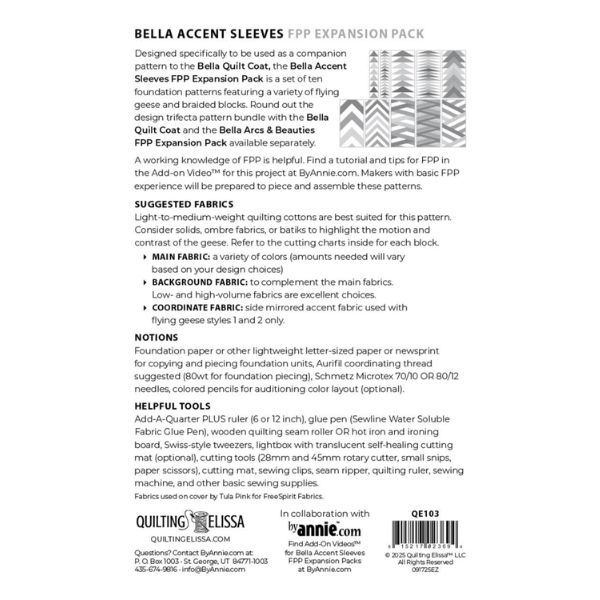 QE103 Bella Accent Sleeves - FPP Expansion Pack (for Bella Quilt Coat)