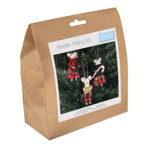 TCK067 Needle Felting Kit Mice Tartan Trio