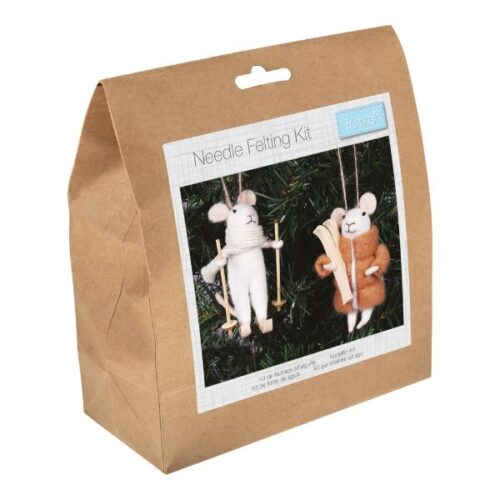 TCK069 Needle Felting Kit Winter Sports Mice Duo
