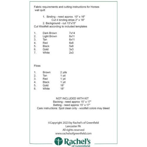 RK0823 Horses Wall Hanging Kit: Rachel's of Greenfield