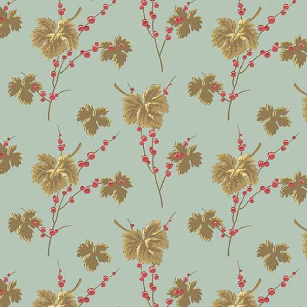 10345-B Leaves and Berries Vintage Blue, Jingle Bell by Edyta Sitar