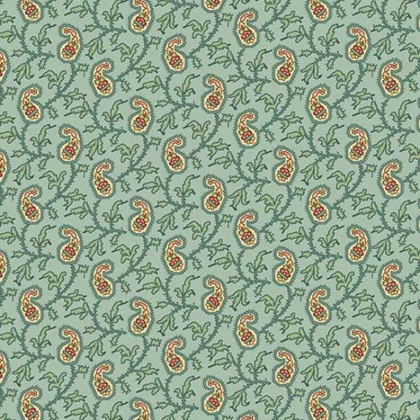10348-B Paisley Vine Vintage Blue, Jingle Bell by Edyta Sitar