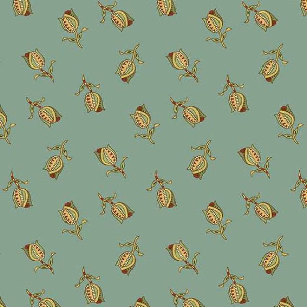 10353-B Ornamental Tulips Vintage Blue, Jingle Bell by Edyta Sitar