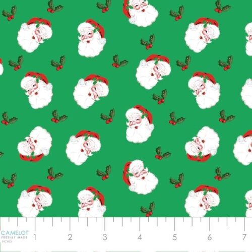 19010103 Holly Jolly Santa Green, North Pole Social Club Collection by Camelot Fabrics