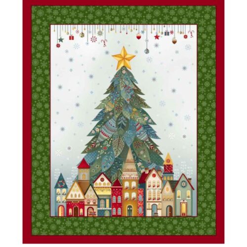 3614P-17 Tree Panel, Nordic Holiday Village by Mary Jane Carey