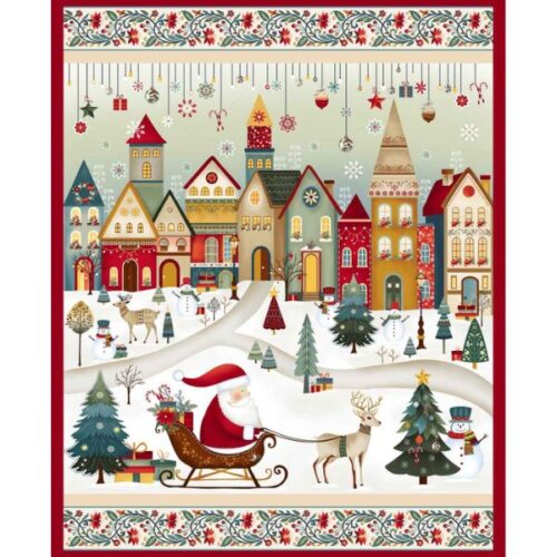 3615P-44 Santa Scenic Panel, Nordic Holiday Village by Mary Jane Carey