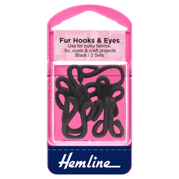 H402.B Fur Hooks and Eyes Black Size 3