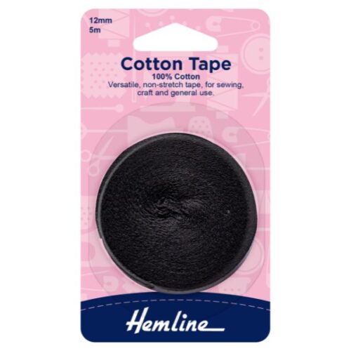 H541.12 Cotton Tape 5m x 12mm Black