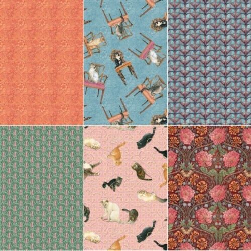 Sophisti-Cats Fat Quarter Pack (6 pieces) by Lesley Anne Ivory (Cut in House)