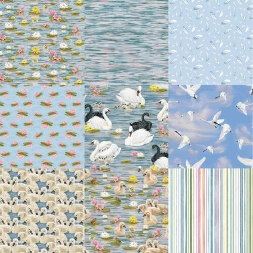 Swan Sanctuary Fat Quarter Pack (9 pieces) by Rosiland Soloman (Cut in House)