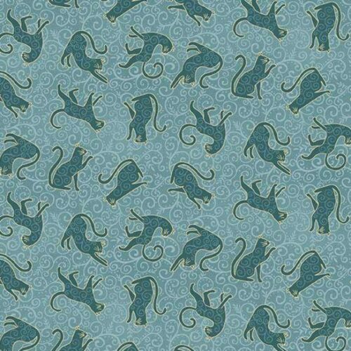 197-T Whiskers Teal, Charmed by Makower