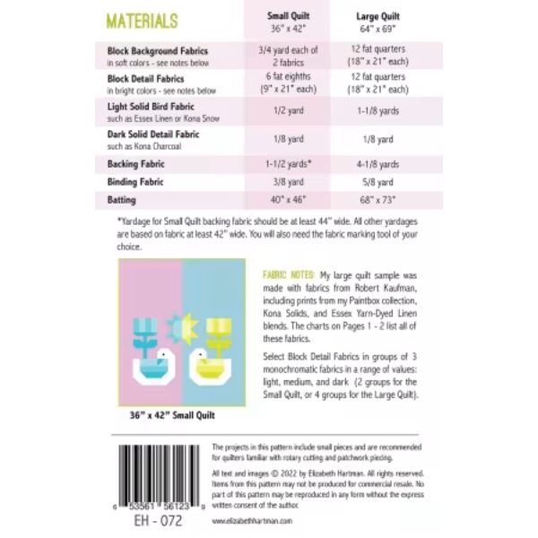 EH072 Sunshine Quilt Pattern - Elizabeth Hartman