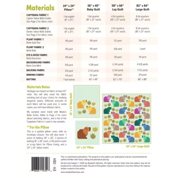 EH084 Capybara Club Quilt Pattern - Elizabeth Hartman