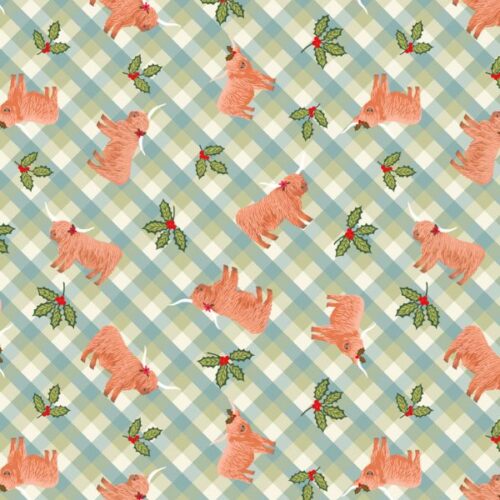 C135B Highlands and Holly Icy Meadow Gingham, Celtic Christmas by Lewis & Irene