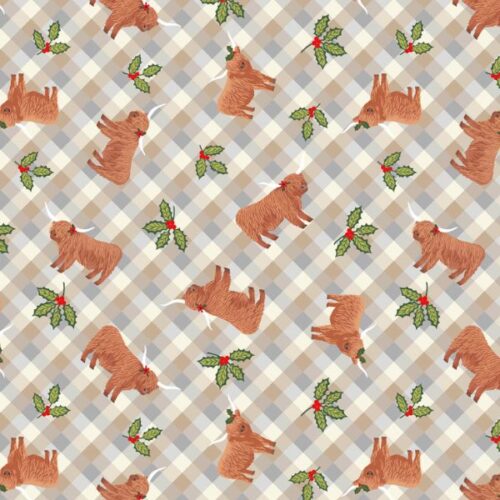 C135A Highlands and Holly Winter Morning Gingham, Celtic Christmas by Lewis & Irene