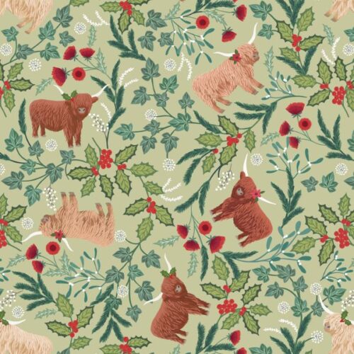 C130B Highlands on Festive Sage, Celtic Christmas by Lewis & Irene