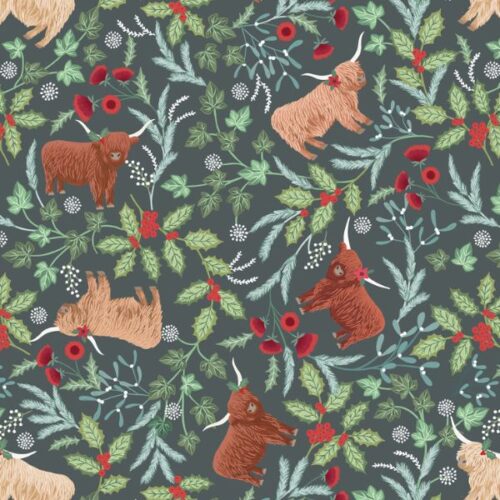 C130C Highlands on Iced Forest, Celtic Christmas by Lewis & Irene