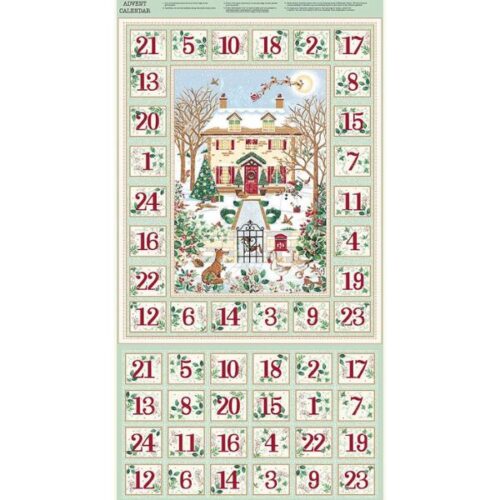 238-G Advent Green Panel, Country Christmas by Makower