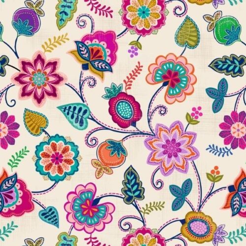 A976A Sambramha Floral on Cream, Sambramha by John Scott