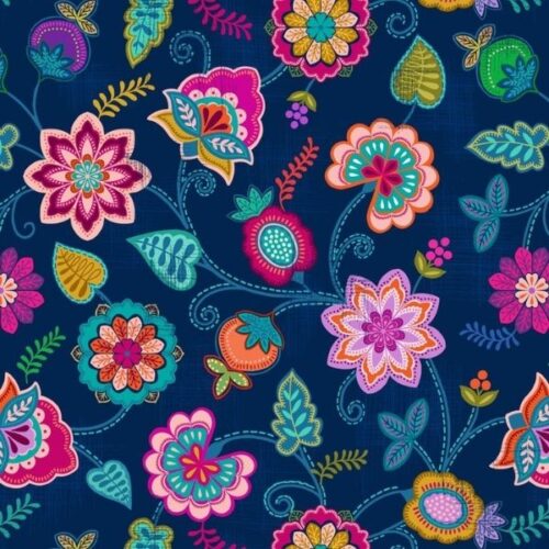 A976C Sambramha Floral on Dark Blue, Sambramha by John Scott