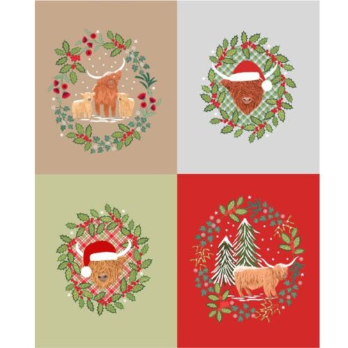 C136 One Yard Squares Panel, Celtic Christmas by Lewis & Irene