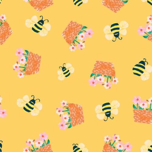 WB072 Flower Baskets Honey, Flower Market by Wee Blue Bell