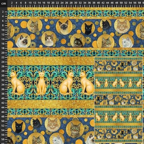 10786-54 Regal Border Stripe, Klimty Cats by Patrick Lose