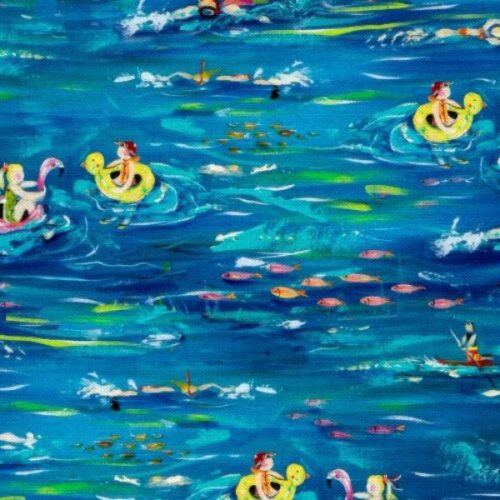 24154-BLU Swimming in the Bay, Seaside Summer by Estelle Grengs