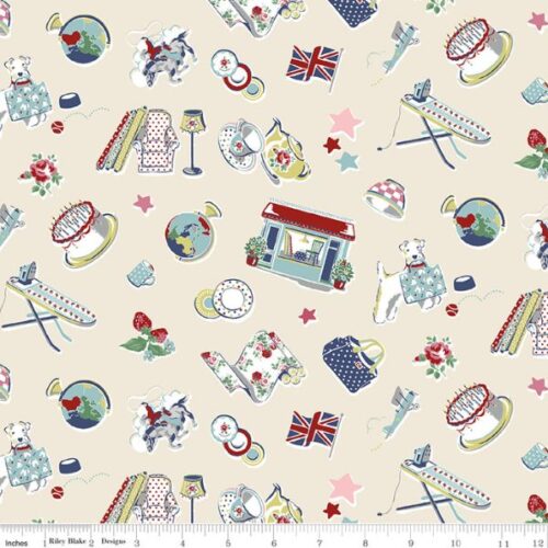 C18371-Cream Icons, Cath Kidston Signature Collection by Riley Blake
