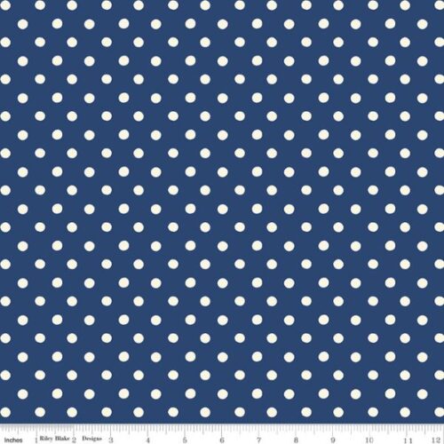 C18374-Navy Button Spot, Cath Kidston Signature Collection by Riley Blake