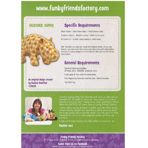 FF4095 Heather Hippo – Funky Friends Factory Pattern