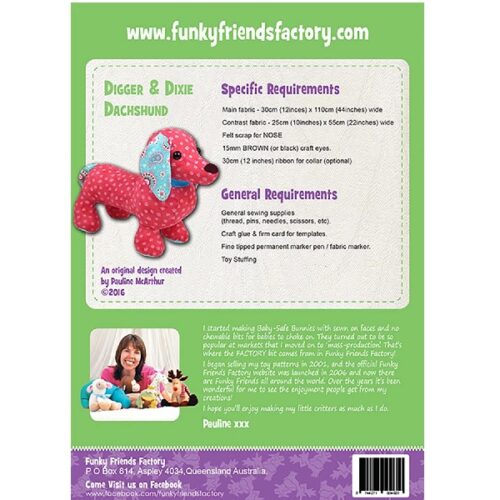 FF4651 Digger & Dixie Dachshund Funky Friends Factory Back