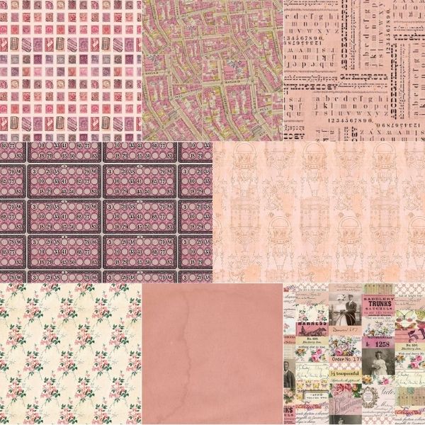 Palette Pink Fat Quarter Pack (8pcs): Tim Holtz