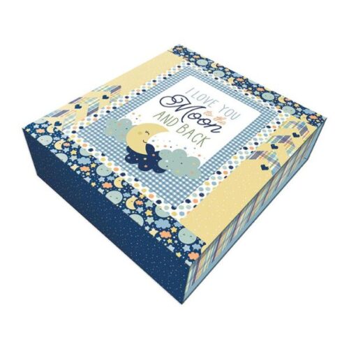 KT-18270 Blue Love you to the Moon Panel Quilt Kit with Collectors Box by Riley Blake