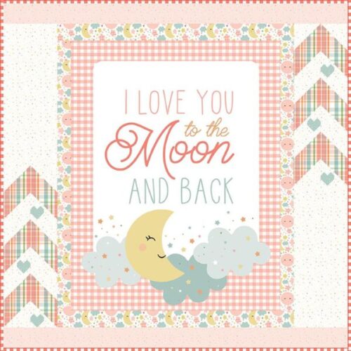 KT-18271 Coral Love you to the Moon Panel Quilt Kit with Collectors Box by Riley Blake