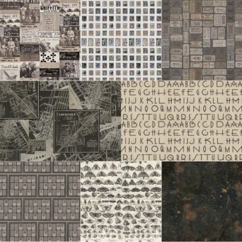 Palette Charcoal Fat Quarter Pack (8 pcs) by Tim Holtz